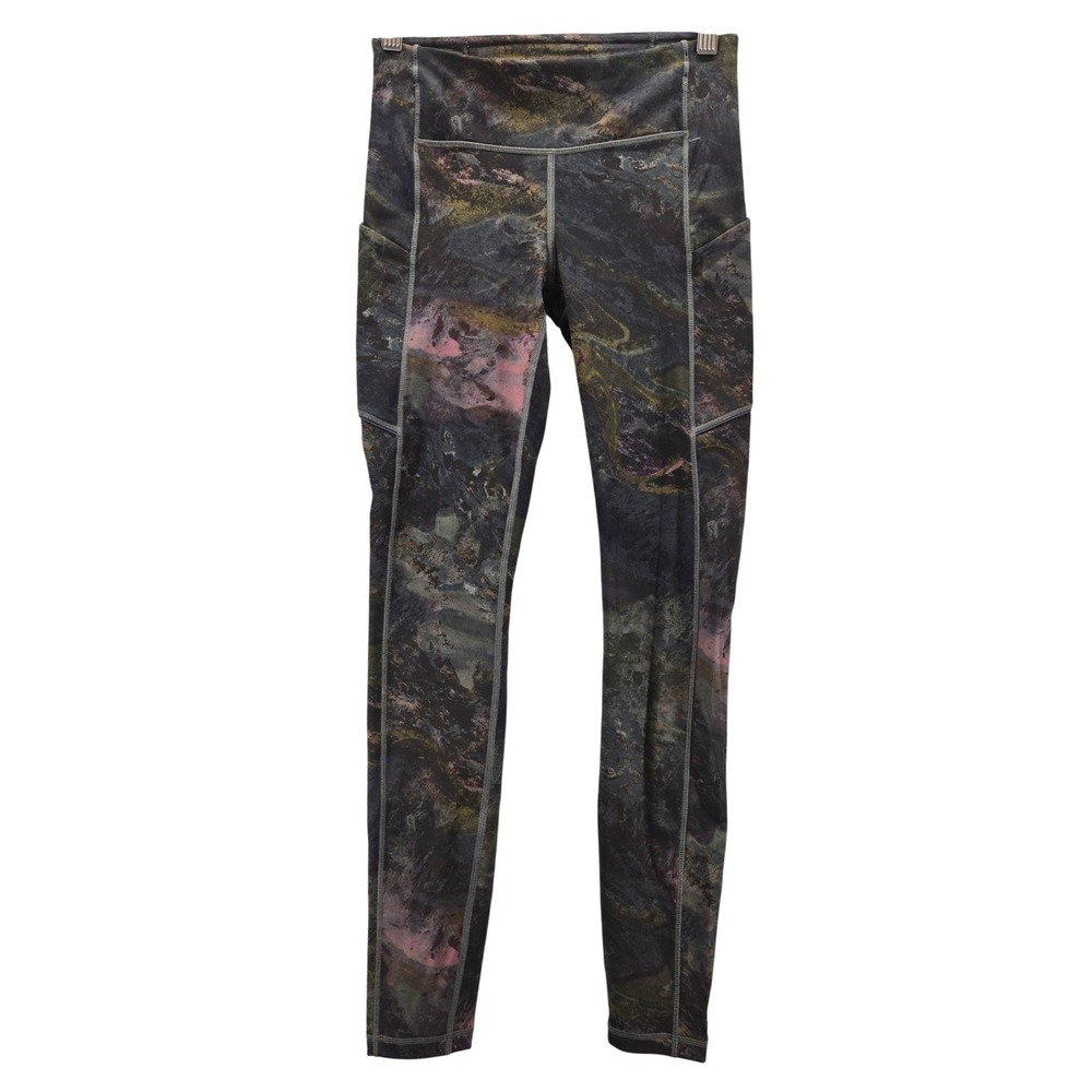 Lululemon Wunder Train High Rise Tight Leggings Marble Print Pockets Zipper 4